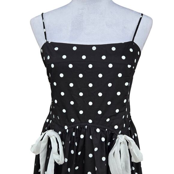 NWT Klesis Polka Dot Front Bow Detailed A-line Midi Dress Sundress Sz M - Picture 2 of 14